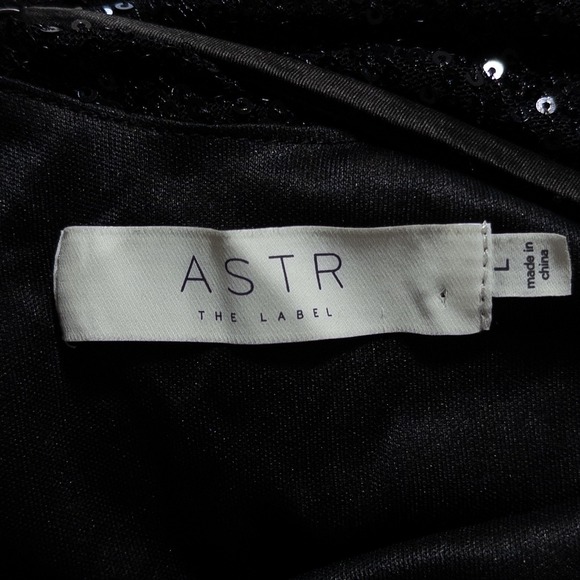 ASTR The Label Dress Womens Large Black All Over Sequins Draped Back Party Club - Picture 9 of 10